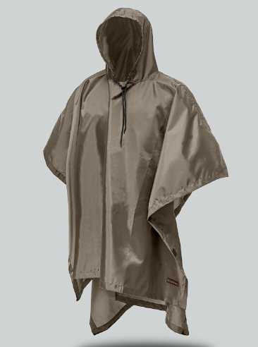 Khaki Safari Water Resistant Poncho from Azulwear, highlighting the loose weather-protective fit and adjustable hood design ideal for rainy game drives and outdoor adventures in Cape Town, South Africa
