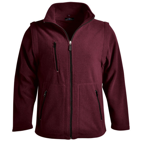 Ladies Maroon Zip-Off Sleeve Polar Fleece Jacket by Azulwear Corporate Clothing. Cape Town