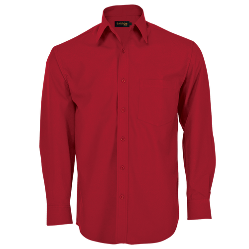 Mens Basic Poly Cotton Long Sleeve Shirt in Red - Corporate Shirts by Azulwear South Africa
