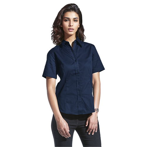 Brushed Cotton Twill Blouse Short Sleeve Ladies - Azulwear South Africa