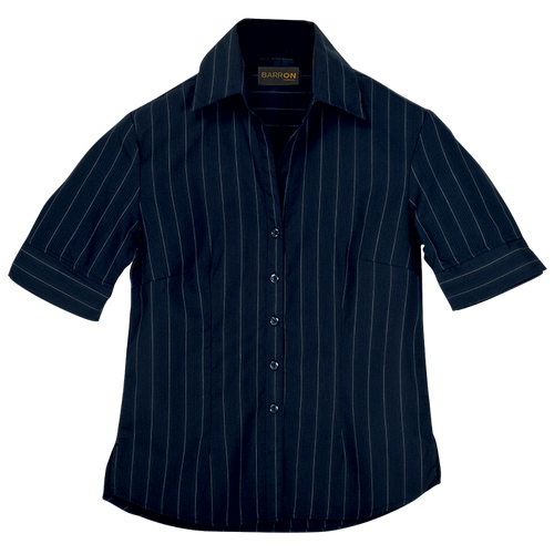 Ladies Civic Short Sleeve Blouse - Navy/White - Azulwear South Africa