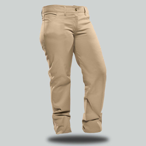 Khaki Ladies Safari Plover Jean-Style Pants from Azulwear, highlighting the traditional rugged earth tone built for field guides and wilderness tours in Cape Town, South Africa