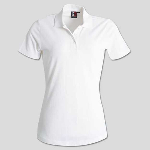 White Classic Heavy Weight Ladies Polo shirt made from durable 240gsm poly-cotton pique knit, designed for premium corporate wear and custom branded office uniforms across South Africa.