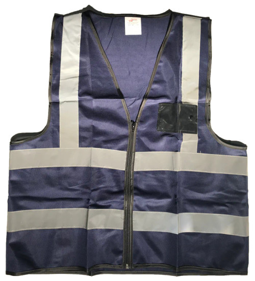Navy Reflective Vest with Zip & ID Pouch, Workwear by Azulwear South Africa
