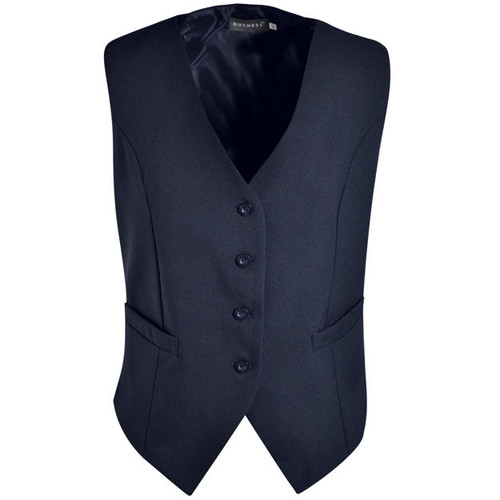 Navy Ladies Paula Waistcoat made from durable mini matt fabric, designed for high-quality service uniforms and professional hospitality wear across South Africa.
