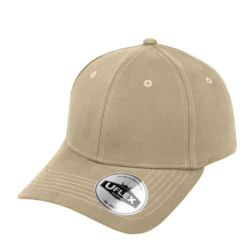 Khaki UFlex Pro-style 6 Panel Fitted Cap by Azulwear Cape Town, South Africa