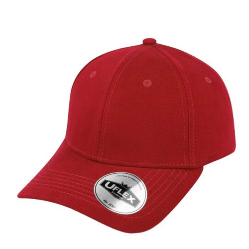 Red UFlex Pro-style 6 Panel Fitted Cap by Azulwear Cape Town, South Africa