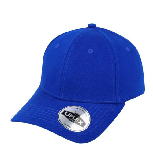 Royal Blue UFlex Pro-style 6 panel fitted cap with custom corporate embroidery, structured promotional headwear by Azulwear South Africa