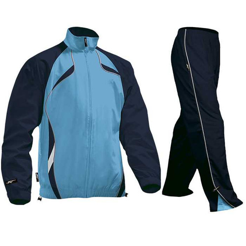Blue and Navy BRT303 Performance Tracksuit Pants in the Grey/White colourway, made from 100g micro rip-stop fabric with X-Tech moisture management for sports uniforms across South Africa.