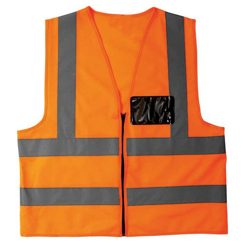 Orange contract waistcoat safety vest from Azulwear South Africa, featuring the full front view with high-visibility silver strips. Courier delivery across South Africa.