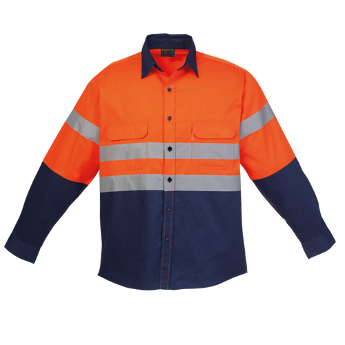 Shaft Long Sleeve Safety Shirt Orange, Workwear by Azulwear South Africa