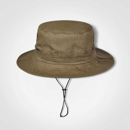 Army brown Ranger Hat by Azulwear, displaying the traditional deep rugged bush tone, robust heavy brushed cotton weave, and secure chin strap designed for professional safari field guides across South Africa.