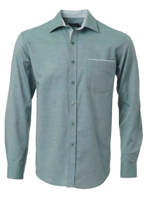 Mens Miller K243 L/S Shirt - Green, Azulwear Corporate Clothing