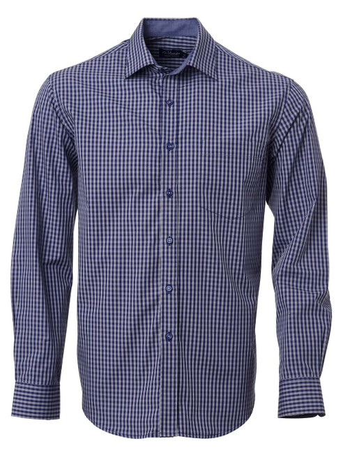 Navy/Grey - Mens Heath Check L/S Shirt, Azulwear Corporate Clothing South Africa