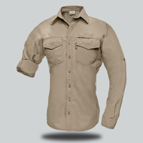 Safari Marlin Long Sleeve Shirt Mens in Stone, Bush Shirts by Azulwear South Africa
