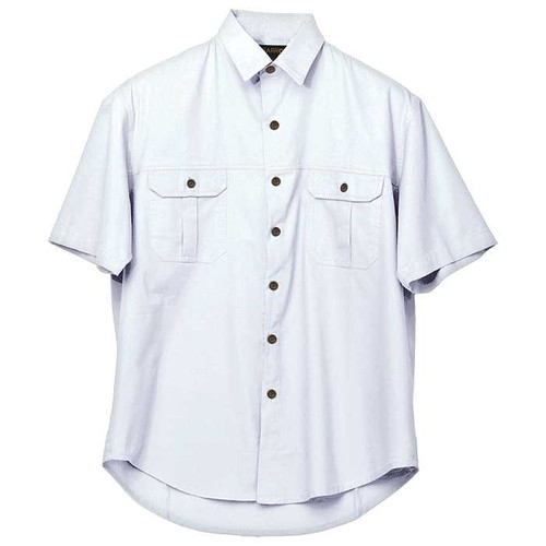 Men's plain white safari bush shirt by Azulwear Cape Town, South Africa