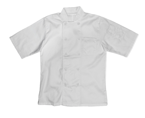 White Mens Javlin Short Sleeve Chef Jacket for winery restaurant uniform sets, Azulwear Stellenbosch.