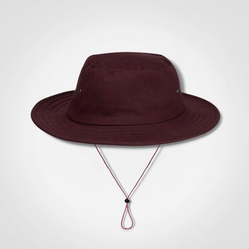 Kids' burgundy cricket hat with options for custom branding by Azulwear Cape Town, South Africa