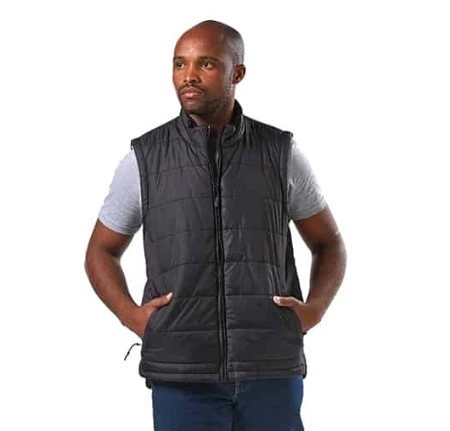 Black Dromex Storm Active Body Warmer Jacket front view, premium thermal freezer wear by Azulwear South Africa.