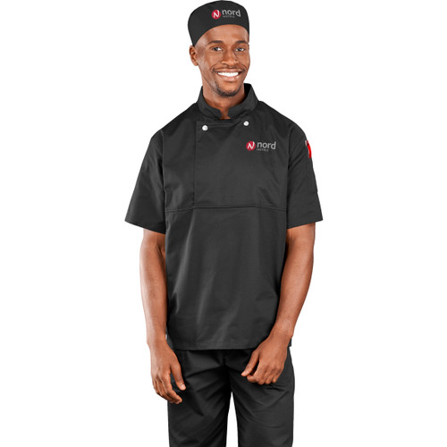 Front view of the Unisex Cannes Utility Top Short Sleeve by Azulwear, displaying the durable lightweight fabric, comfortable relaxed fit, and short-sleeve layout engineered for high-performance chef wear across South Africa