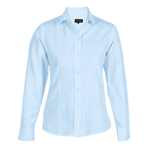 Sky Blue BARRON Ladies Easy Care Lounge Shirt Long Sleeve, high-quality corporate clothing by Azulwear, providing the best smart-casual design in Cape Town.