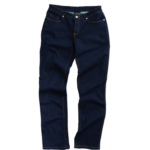 Javlin Women’s Five Pocket Stretch Denim Work Jeans featuring heavy-duty brass rivets and double-needle stitching, designed for durable industrial uniforms across South Africa.