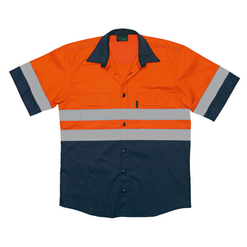 Javlin Two Tone Vented Reflective Work Shirt in Orange, by Azulwear South Africa