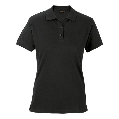 Black Port Golfer Ladies by Azulwear South Africa front view displaying the premium 100 percent cotton pique knit crown and tailored collar ready for custom embroidery.