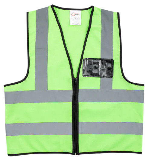 Lime Reflective Vest with Zip and ID Pouch, Azulwear Workwear