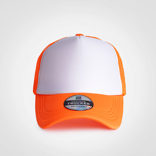 Orange/WhiteVintage Trucker Two Tone Cap by Azulwear Cap Label Printing on Caps, Cape Town, South Africa