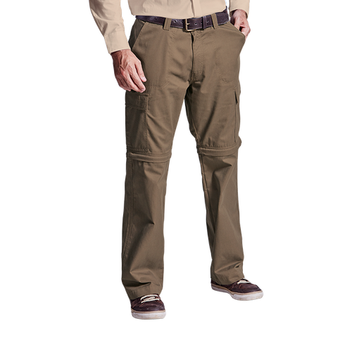 Oliver Khaki Zip Off Cargo Pants from Azulwear Safari Clothing South Africa, displaying the convertible zip-off knees, rugged khaki fabric, and functional side cargo pockets.