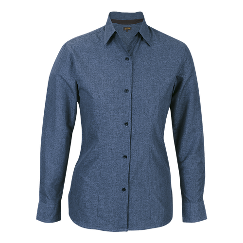Blue Melange Ladies Berlin Blouse Long Sleeve, durable corporate clothing by Azulwear, delivering the best professional look in South Africa.