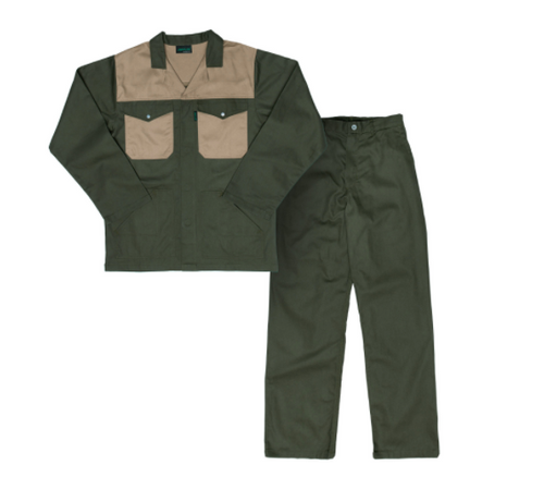 Javlin Two Tone Polycotton Conti Suit - Cedar Green/Khaki, Workwear by Azulwear Cape Town South Africa