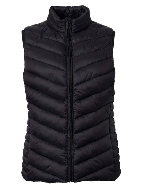 Ladies Stellar Quilted Faux down S/less Bodywarmer - Black, Azulwear Corporate Clothing
