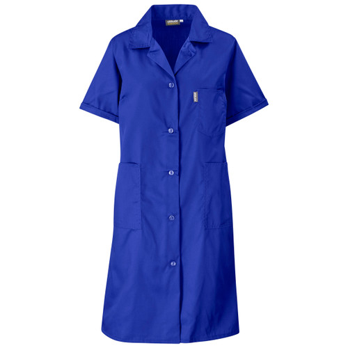 Housecoat - Royal Blue - Front View, Azulwear Workwear