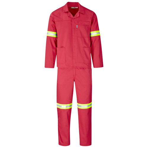 Trade Polycotton Conti Suit Reflective Arms & Legs - Red, Azulwear Safety Workwear