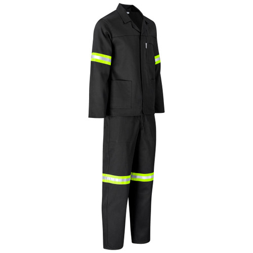 Black Trade Polycotton Conti Suit Reflective Arms & Legs by Azulwear Safety Workwear Cape Town