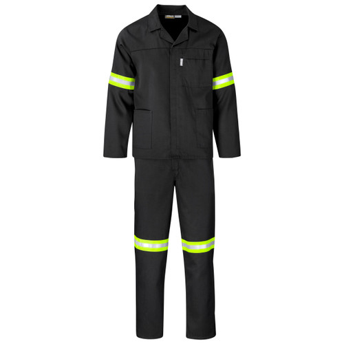 Black Trade Polycotton Conti Suit Reflective Arms & Legs by Azulwear Safety Workwear South Africa