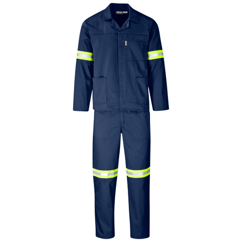 Navy Trade Polycotton Conti Suit Reflective Arms & Legs by Azulwear Safety Workwear South Africa