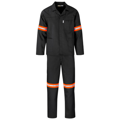 Conti Suit Black Front View, Reflective, Workwear by Azulwear South Africa
