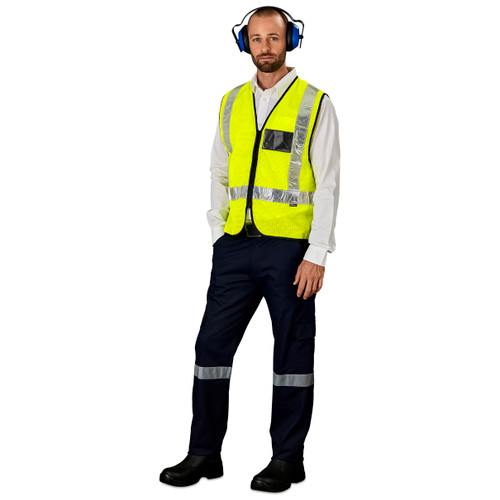 Yellow AIR Field waist coat with PVC tape and Velcro close from Azulwear South Africa, featuring the front view with high-visibility prismatic tape. Courier delivery across South Africa.