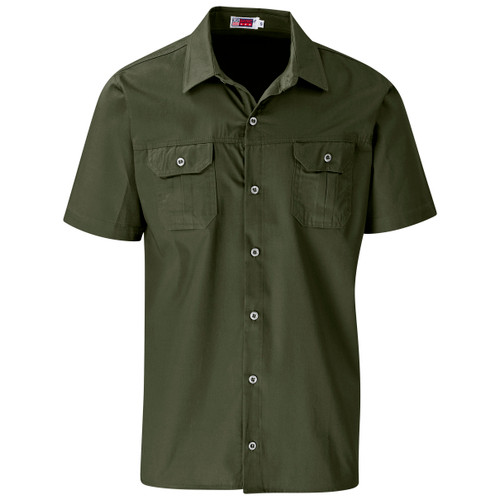 Olive Mens Short Sleeve Wildstone Bush Shirt from Azulwear Safari Outdoor Wear Stellenbosch