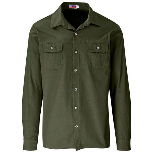 Olive Mens Long Sleeve Wildstone Bush Shirts by Azulwear Safari Outdoor Wear Pretoria