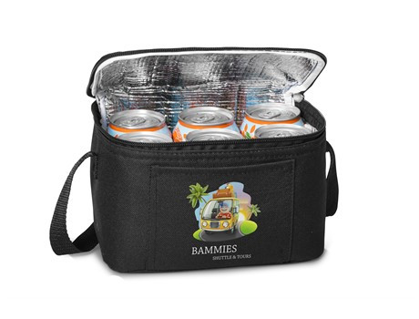 Black Snacka 6 can cooler bag printed with custom branding in Cape Town South Africa