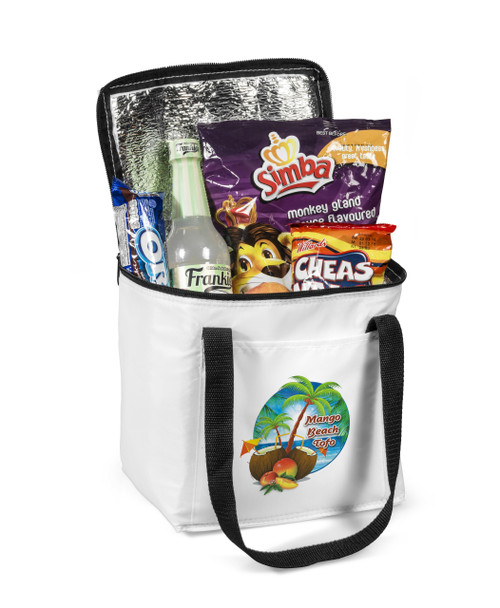 12 can Arctic cooler bag with promotional company logo branding for major city buyers across South Africa