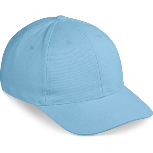 Light Blue Promotional Basic 6 Panel Cap by Azulwear South Africa captured from a side angle to showcase its crisp, pastel colorway, relaxed corporate tone, and structural durability for volume distribution.
