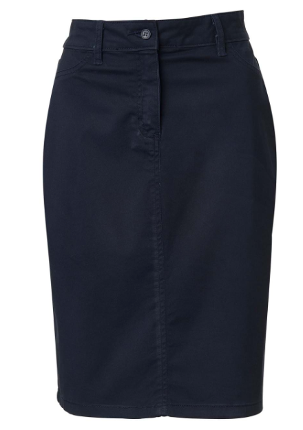 Navy Blue Ladies Madison Chino Skirt, high-quality corporate clothing by Azulwear, providing the best smart-casual design in Durban.