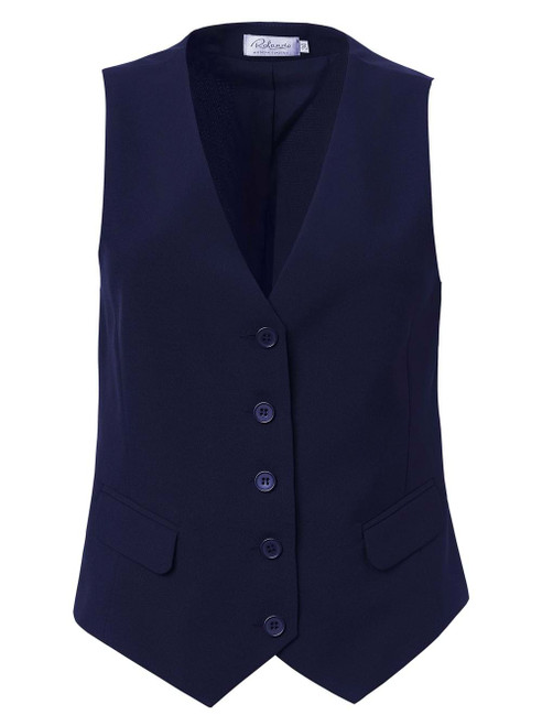 Navy Dominique Waistcoat made from premium 100% polyester twill, designed for professional corporate uniforms, formal wear, and hospitality apparel across South Africa.