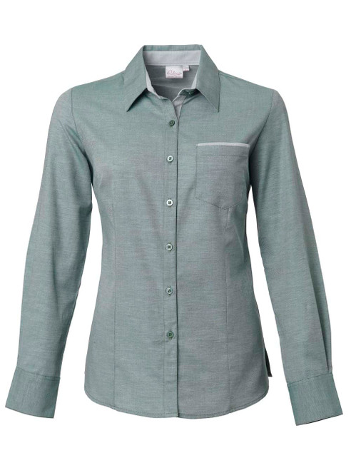 Ladies Miller L/S Blouse 100% Cotton - Bottle Green, Azulwear Corporate Clothing