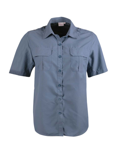 Ladies Safari S/S Blouse - Petrol Blue, Azulwear Outdoor & Safari Wear